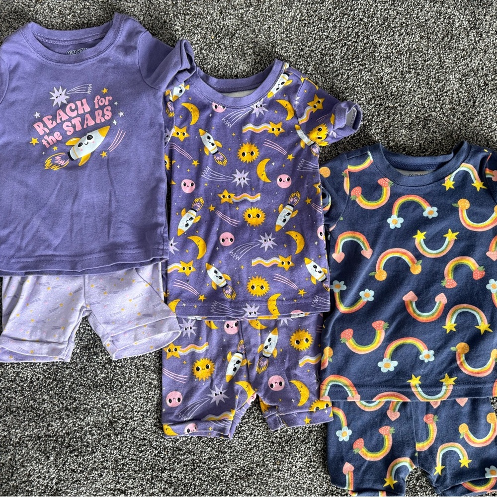 Old Navy Toddler Pajama Short Sets | 3-sets | Space & Rainbow